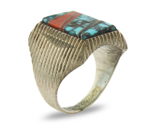 Vintage Zuni Ring 925 Sterling Authentic Natural Gemstone Signed M Size 9.5