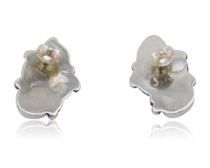 Navajo Earrings 925 Silver Natural Turquoise Artist Signed Roie Jaque C.80's