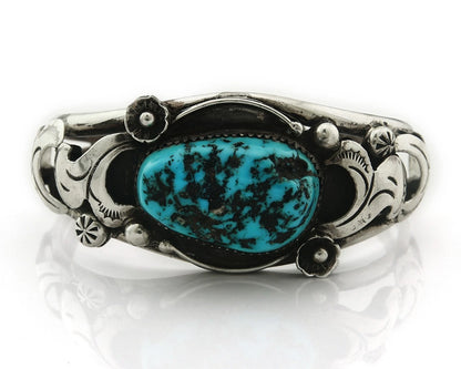 Navajo Cuff Bracelet Sterling Silver Turquoise Vintage Signed S Emerson