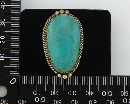 Navajo Ring 925 Sterling Spiderweb Blue Turquoise Native Artist C.80's Size 7.25