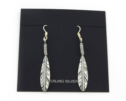 Navajo Eagle Feather Earrings Sterling Silver Dangle Vintage