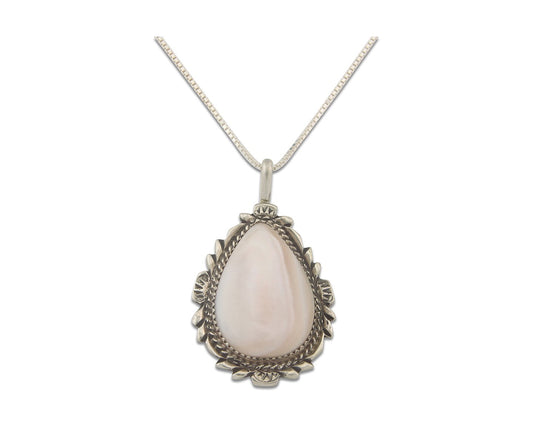 Navajo Sterling Silver Necklace Pink Muscle Authentic Vintage Sign Billie Eagle