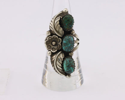 Navajo Ring 925 Silver Blue Diamond Turquoise Native American Artist C.80's