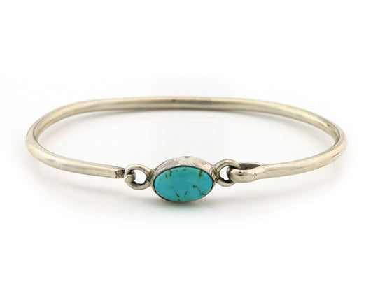 Navajo Bracelet Sterling Silver Blue Turquoise Artist Signed Montoya