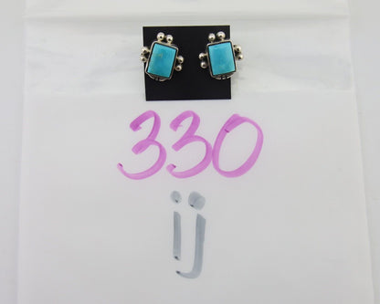 Navajo Dangle Earrings 925 Natural Turquoise Signed Wilson Padilla C.80's