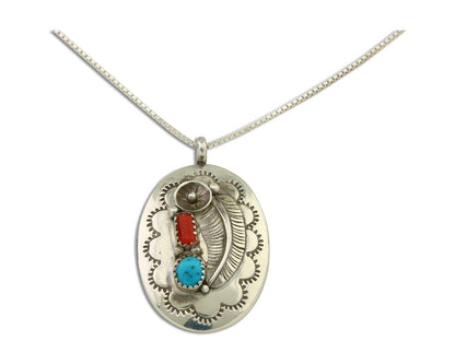 Navajo Necklace 925 Silver Spiderweb Turquoise Native American Artist C.80's