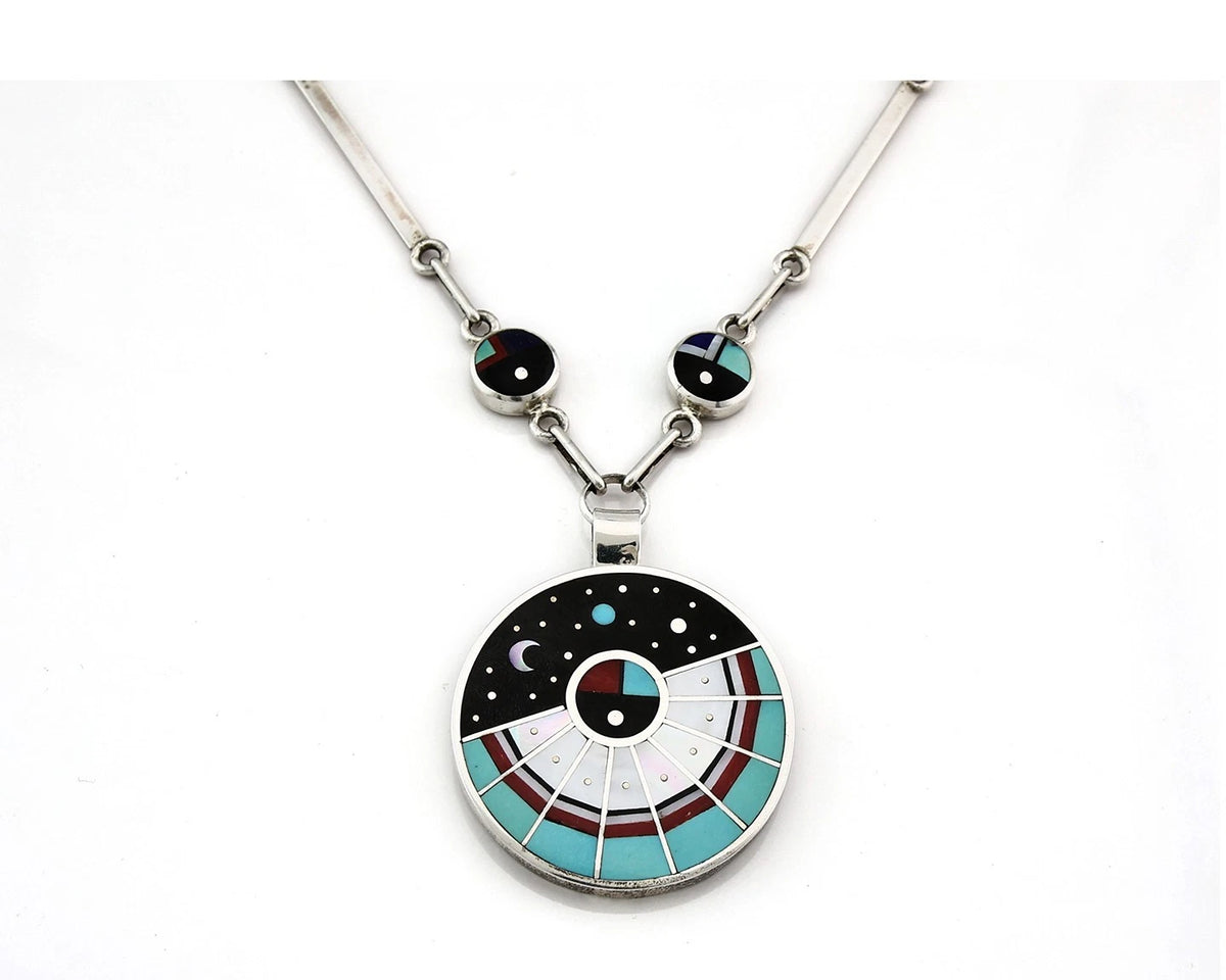 Navajo Necklace Natural Gemstone Handmade Vintage Signed H. Smith C.80's