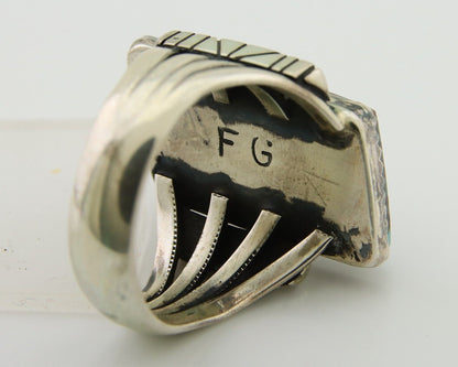 Navajo Ring .925 Silver Turquoise Artist Signed Fred Guerro C.80's