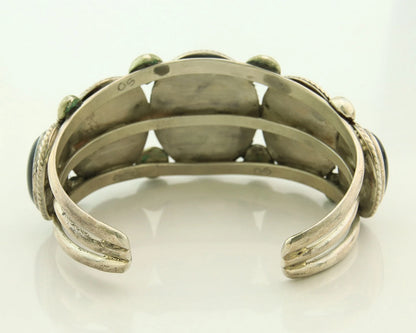 Men Navajo Cuff Bracelet 925 Sterling Silver Onyx Vintage Signed William Singer