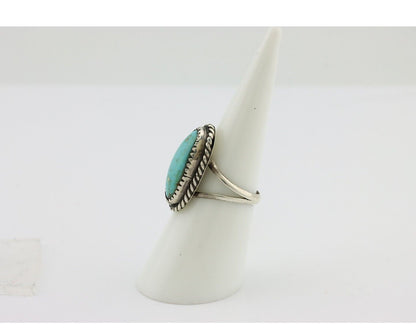 Navajo Ring 925 Silver Kingman Turquoise Native American Artist C.80's