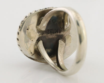 Navajo Ring 925 Silver Natural Blue Turquoise Native American Artist C.80's