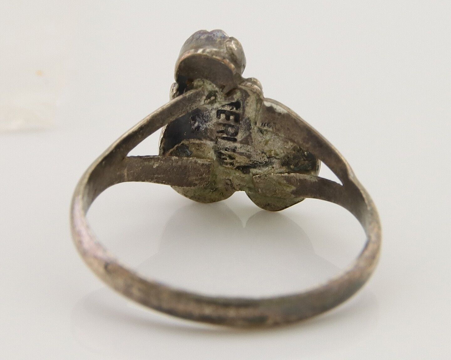 Navajo Handmade Ring 925 Silver Turquoise & Coral Native Artist C.80's