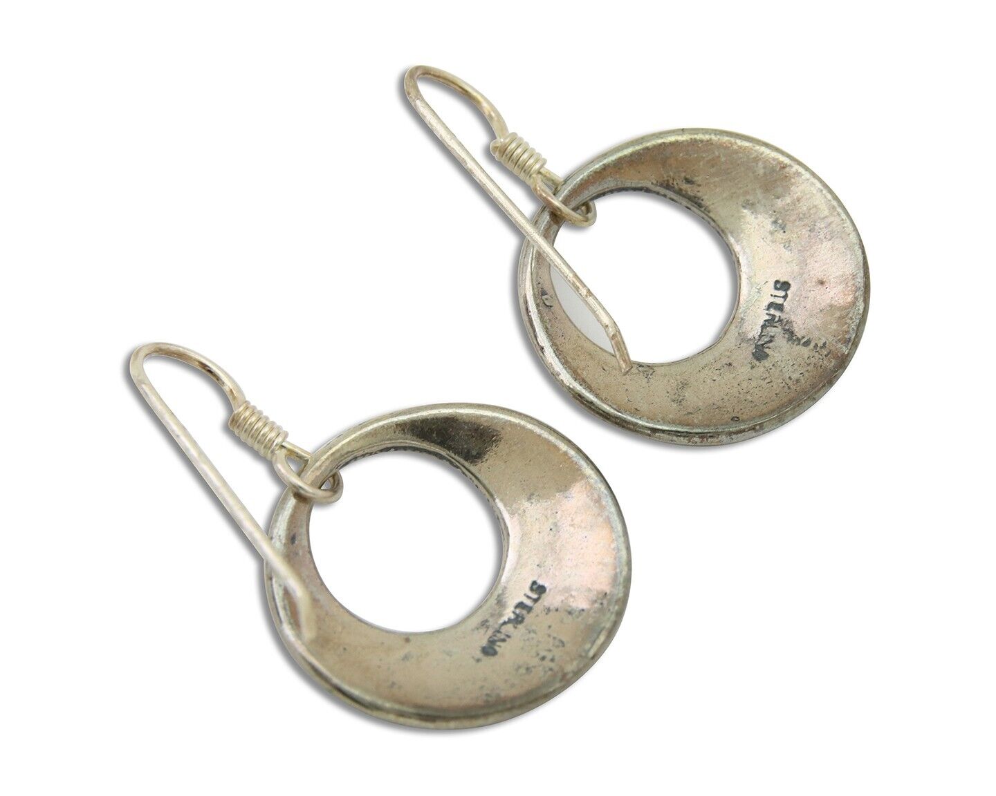 Navajo Earrings 925 Silver Dangle Pictograph Native American Artist C.80's