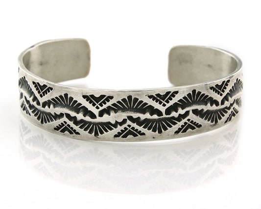 Navajo Cuff Bracelet 925 Sterling Silver Vintage Heavy Hand Stamped