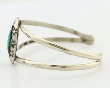 Navajo Bracelet 925 Silver Kingman Turquoise Artist Signed IJC C.80's