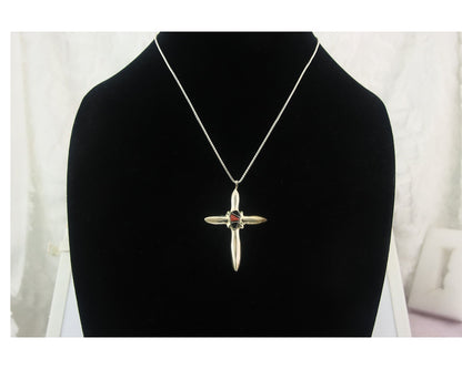 Navajo Cross Necklace Sterling Silver Authentic Natural Gemstones Signed M