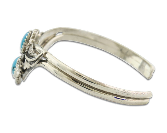 Vintage Navajo Bracelet 925 Silver Blue Turquoise Handmade Signed SN
