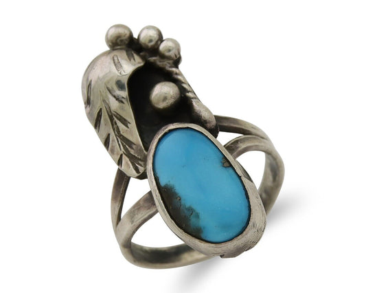 Navajo Handmade Ring 925 Silver Turquoise Native American Artist C.80's