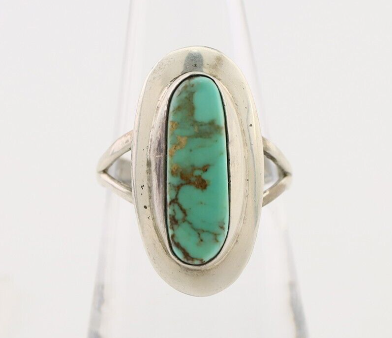 Navajo Handmade Ring 925 Silver Blue Turquoise Artist Signed Kachina C.80's