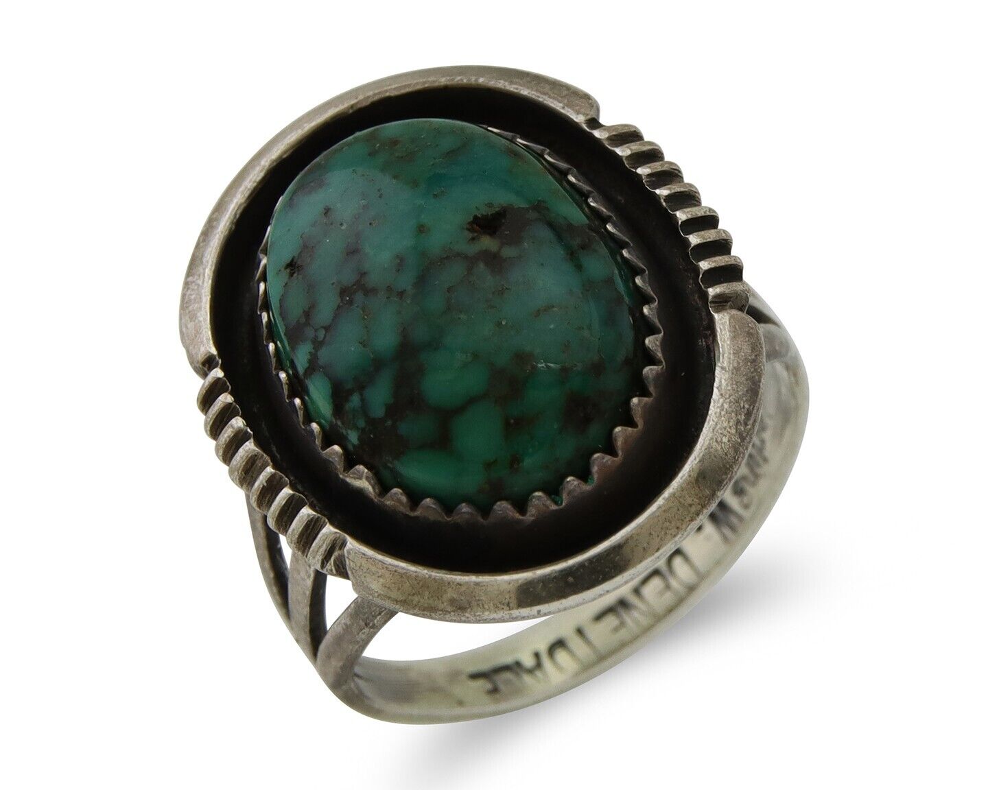 Navajo Ring 925 Silver Turquoise Artist Siged William Denetdale C.80's