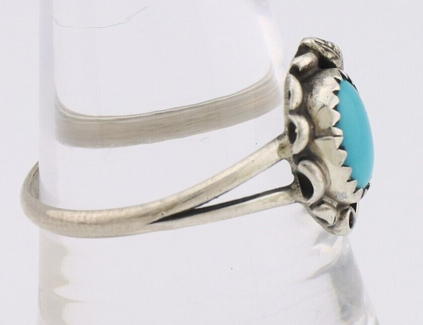 Navajo Ring 925 Silver Sleeping Beauty Turquoise Native American Artist C.80's