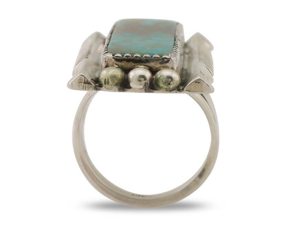 Navajo Hamdmade Ring 925 Silver Kingman Turquoise Artist Signed B C.80's