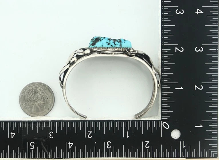 Navajo Cuff Bracelet Sterling Silver Turquoise Vintage Signed S Emerson