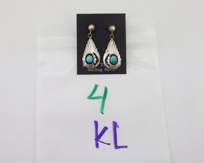 Navajo Earrings 925 Silver Blue Turquoise Native American Artist C.80's