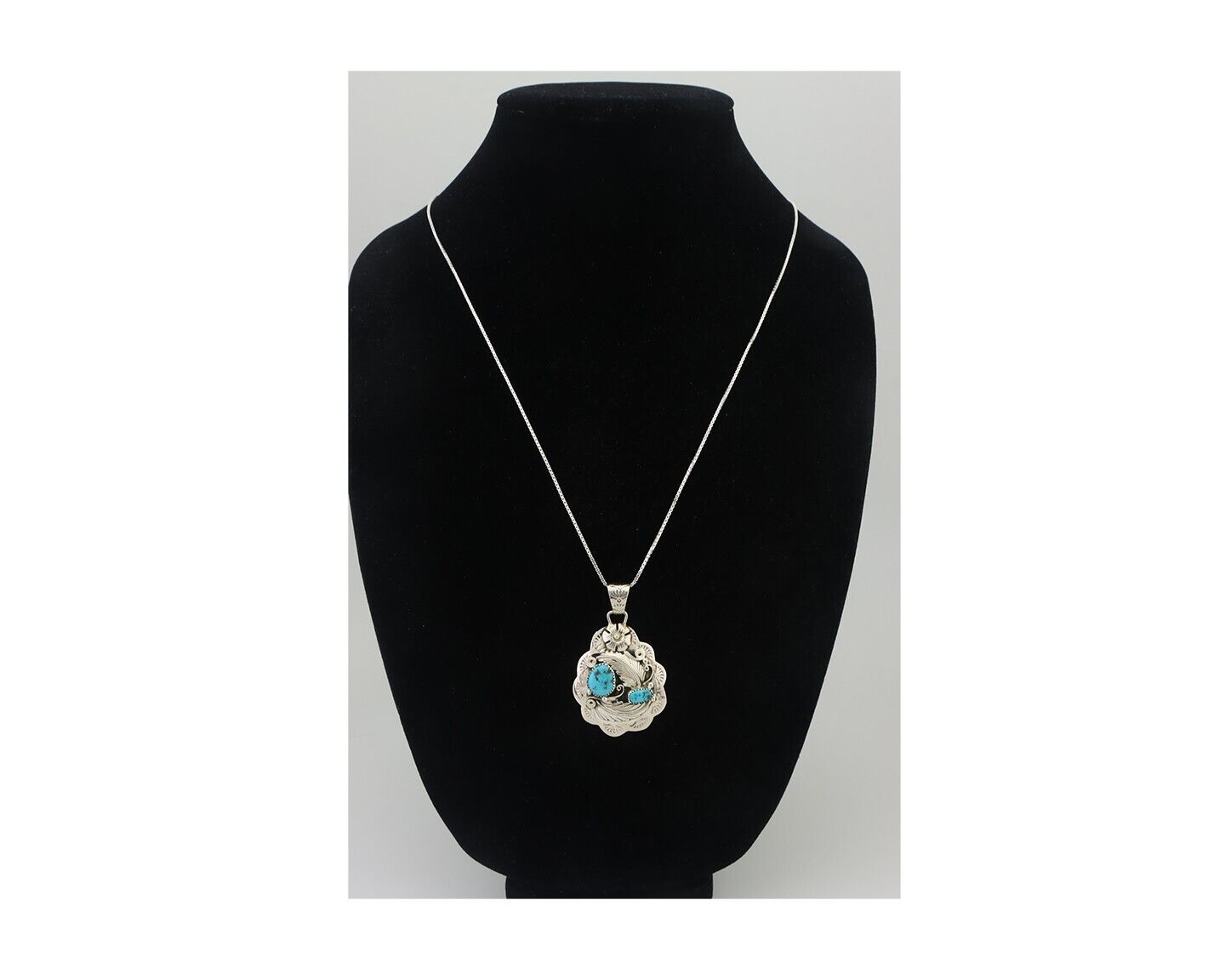 Navajo Necklace 925 Silver Turquoise Native Artist Signed Wilbert Benally C.80s