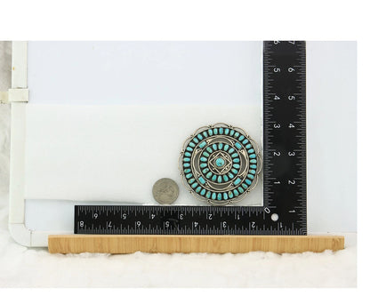 Navajo Handmade Pin Sterling Silver Turquoise Vintage Artist Signed LMB 3 in