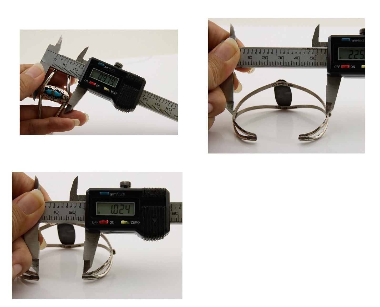 Navajo Hand Stamped Cuff Bracelet Malachite 925 Silver Artist Signed IJC C.80's