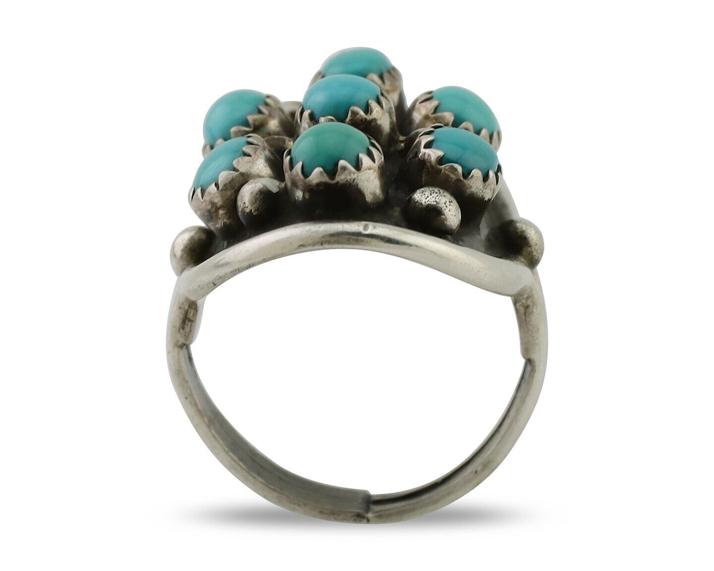 Navajo Handmade Ring 925 Silver Kingman Turquoise Artist Signed BB C.80's