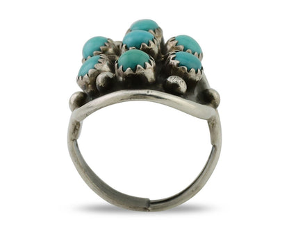 Navajo Handmade Ring 925 Silver Kingman Turquoise Artist Signed BB C.80's