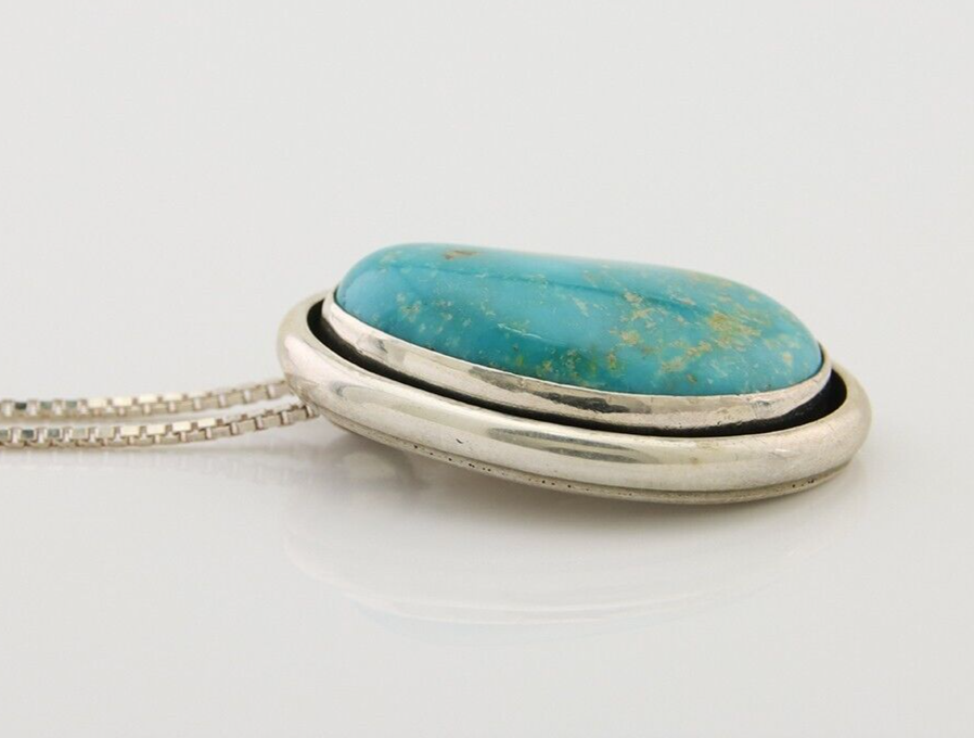 Navajo Necklace 925 Silver Blue Turquoise Artist Signed Doug Zachary C.80's