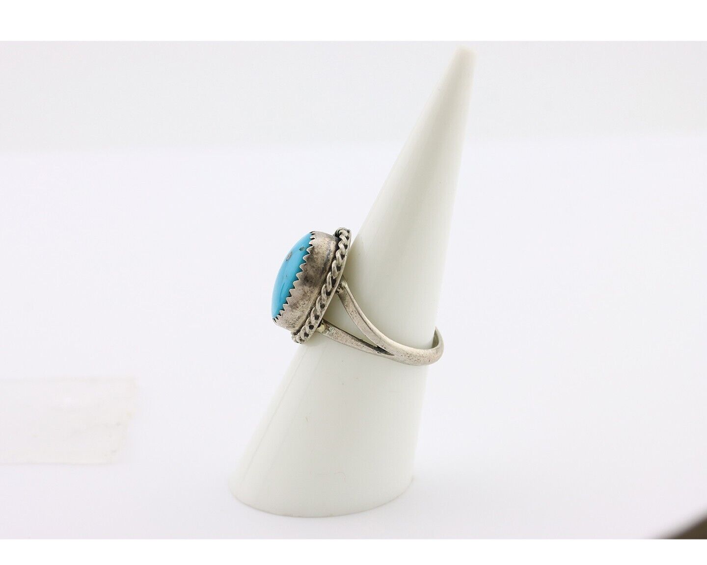 Navajo Ring 925 Silver Blue Turquoise Native American Artist C.80's