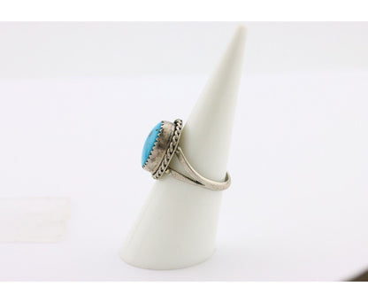 Navajo Ring 925 Silver Blue Turquoise Native American Artist C.80's