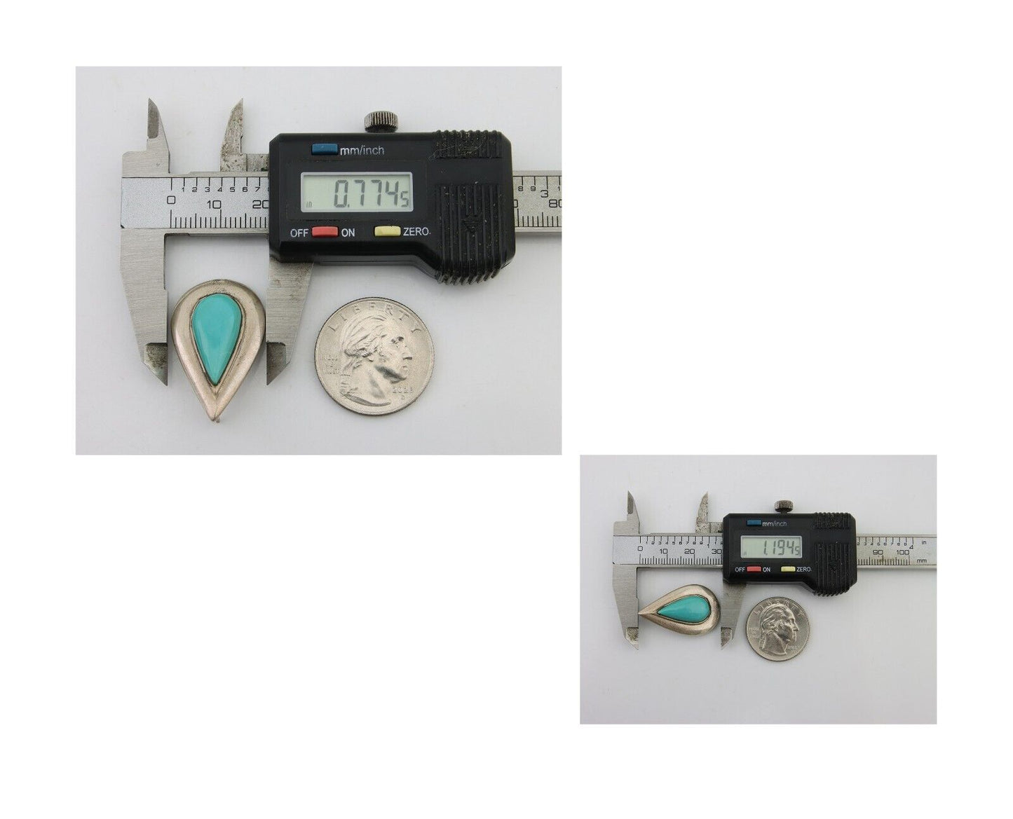Navajo Dangle Earrings 925 Silver Natural Turquoise Signed Thomas Charay C.1988