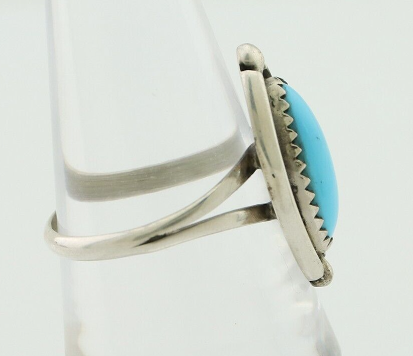 Navajo Ring 925 Silver Sleeping Beauty Turquoise Artist Signed SC C80s