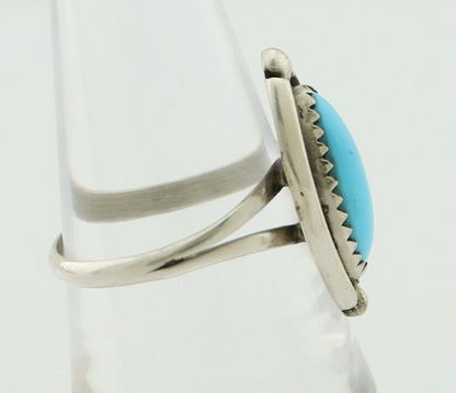 Navajo Ring 925 Silver Sleeping Beauty Turquoise Artist Signed SC C80s