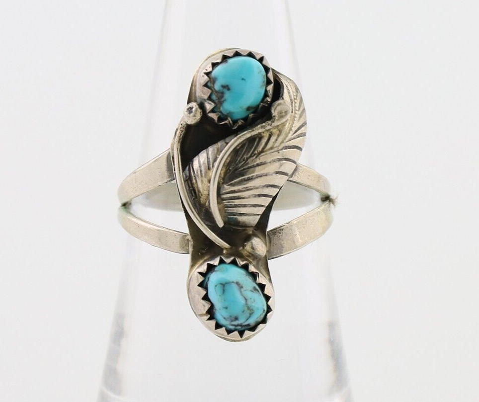 Navajo Handmade Ring 925 Silver Kingman Turquoise Native American Artist C.80's