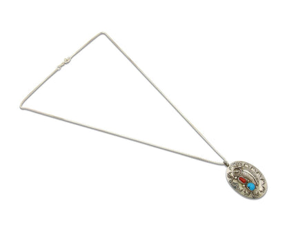 Navajo Necklace 925 Silver Spiderweb Turquoise Native American Artist C.80's