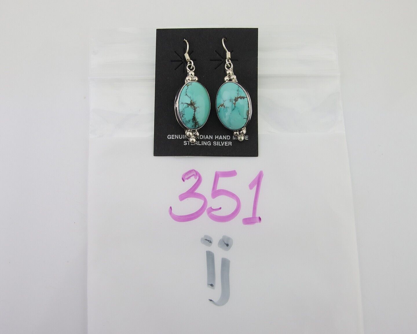 Navajo Dangle Earrings 925 Natural Turquoise Native Inca Mfg C.80's