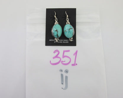 Navajo Dangle Earrings 925 Natural Turquoise Native Inca Mfg C.80's