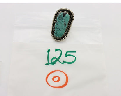 Navajo Ring 925 Silver Spiderweb Turquoise Native American Artist C.80's