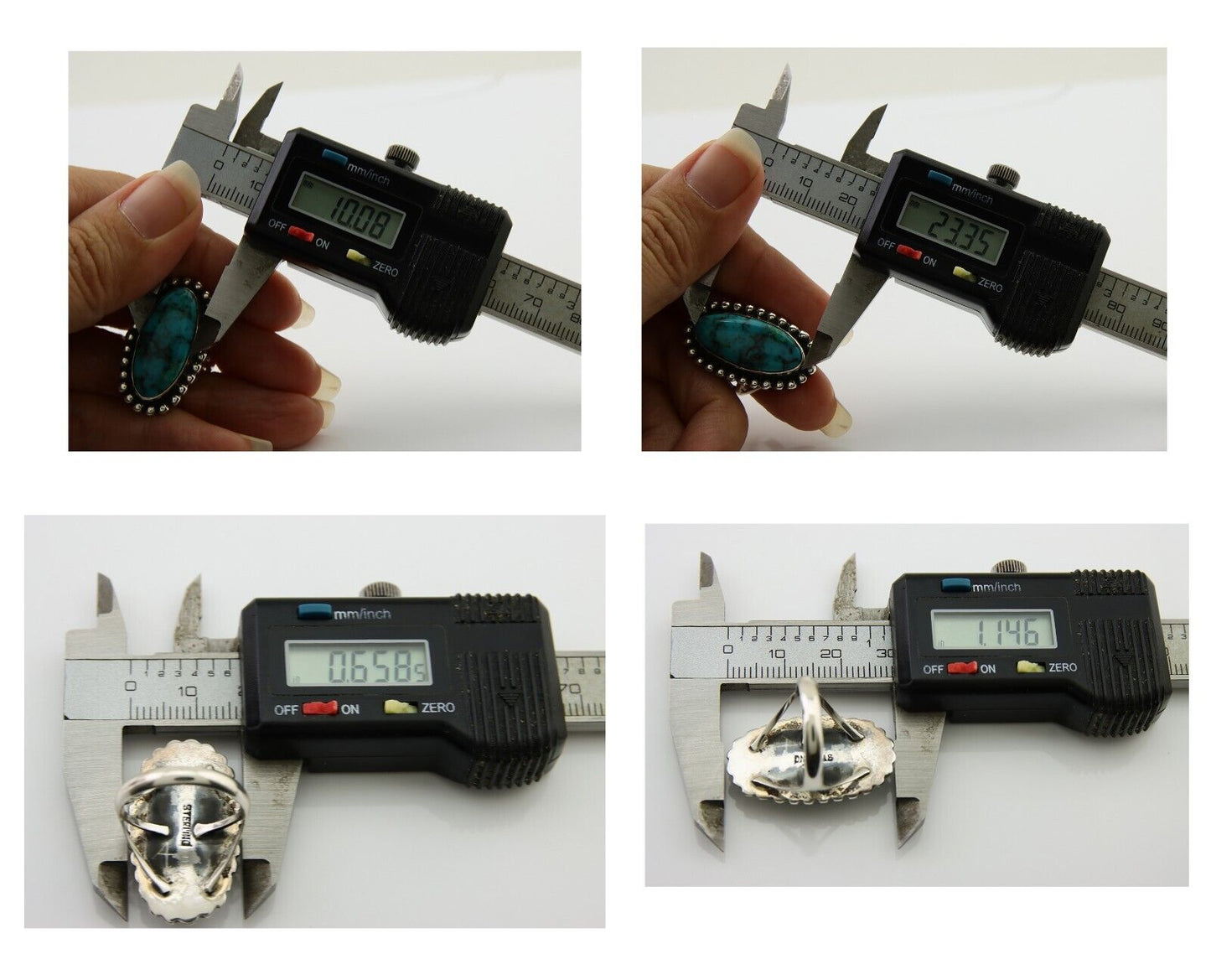 Navajo Shield Ring 925 Silver Arizona Turquoise Native Artist C.80's