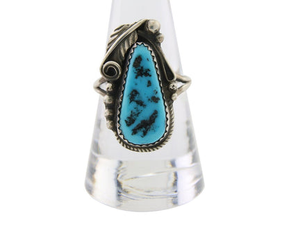 Navajo Ring 925 Silver Sleeping Beauty Turquoise Signed Justin Morris C.80's