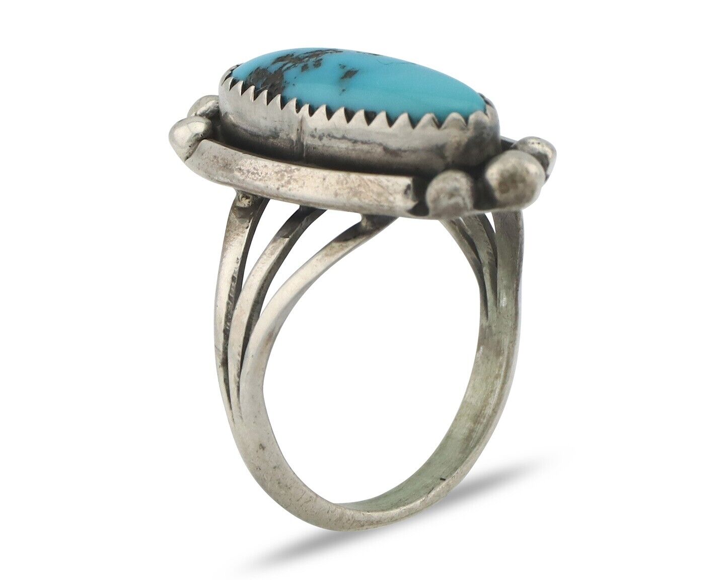 Navajo Ring .925 Silver Sleeping Beauty Turquoise Signed SkyStone Creations C80s