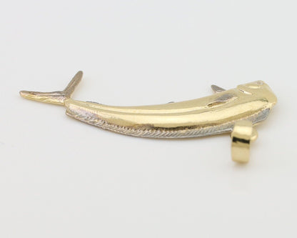 Men 14k Solid Gold Mahi Mahi Dorado Fish Pendant Medium Size 1/2 in x 1 1/2 in