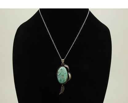 Navajo Necklace 925 Silver Natural Turquoise Native American Artist C.80's
