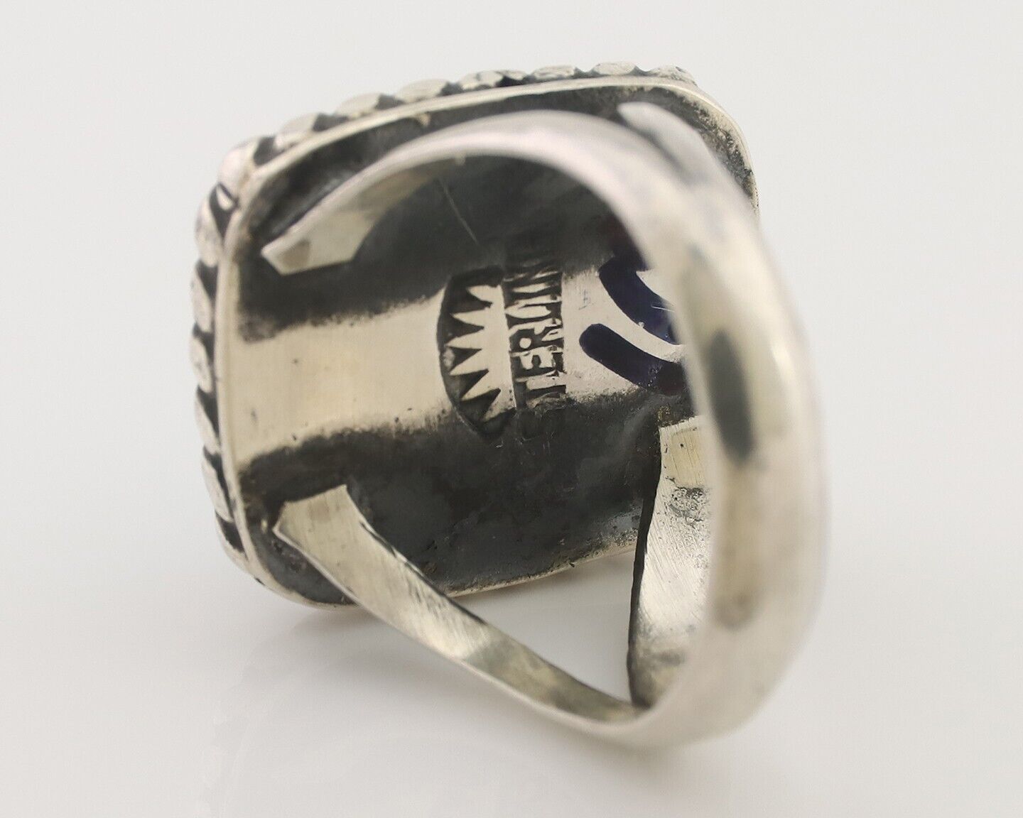 Navajo Ring 925 Silver Mountain Turquoise Artist Signed Apache Mfg C.80's
